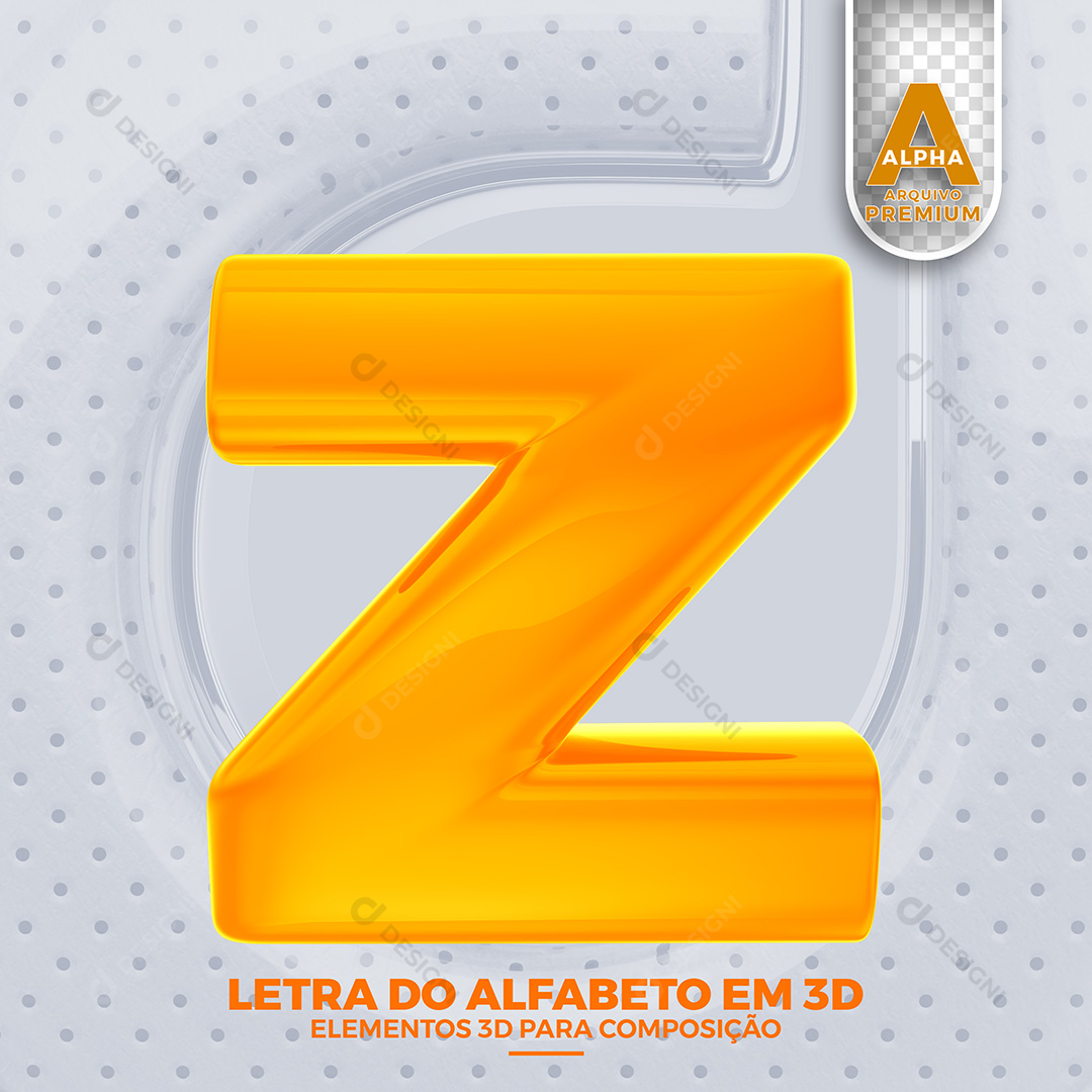 Letra Z Alfabeto Minúsculo Elementos 3D PSD