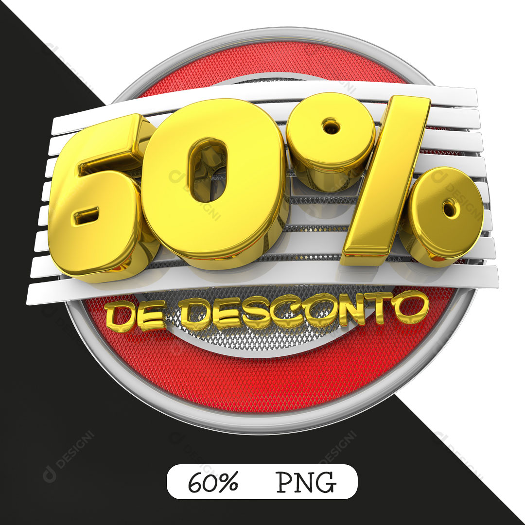 60% de Descontos Selo 3D Para Composição PNG Transparente