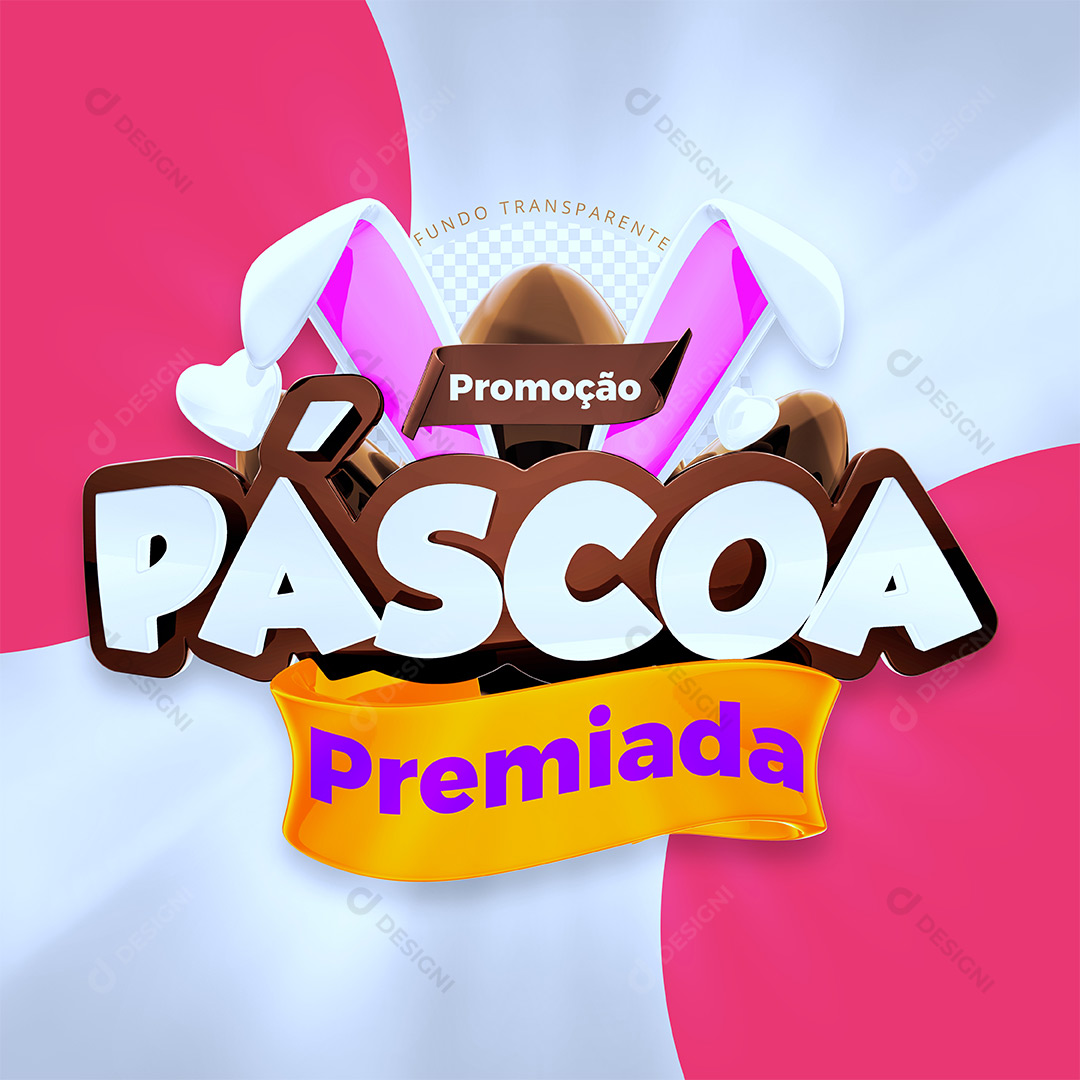 Promoção Páscoa Premiada Selo 3D PSD Editável