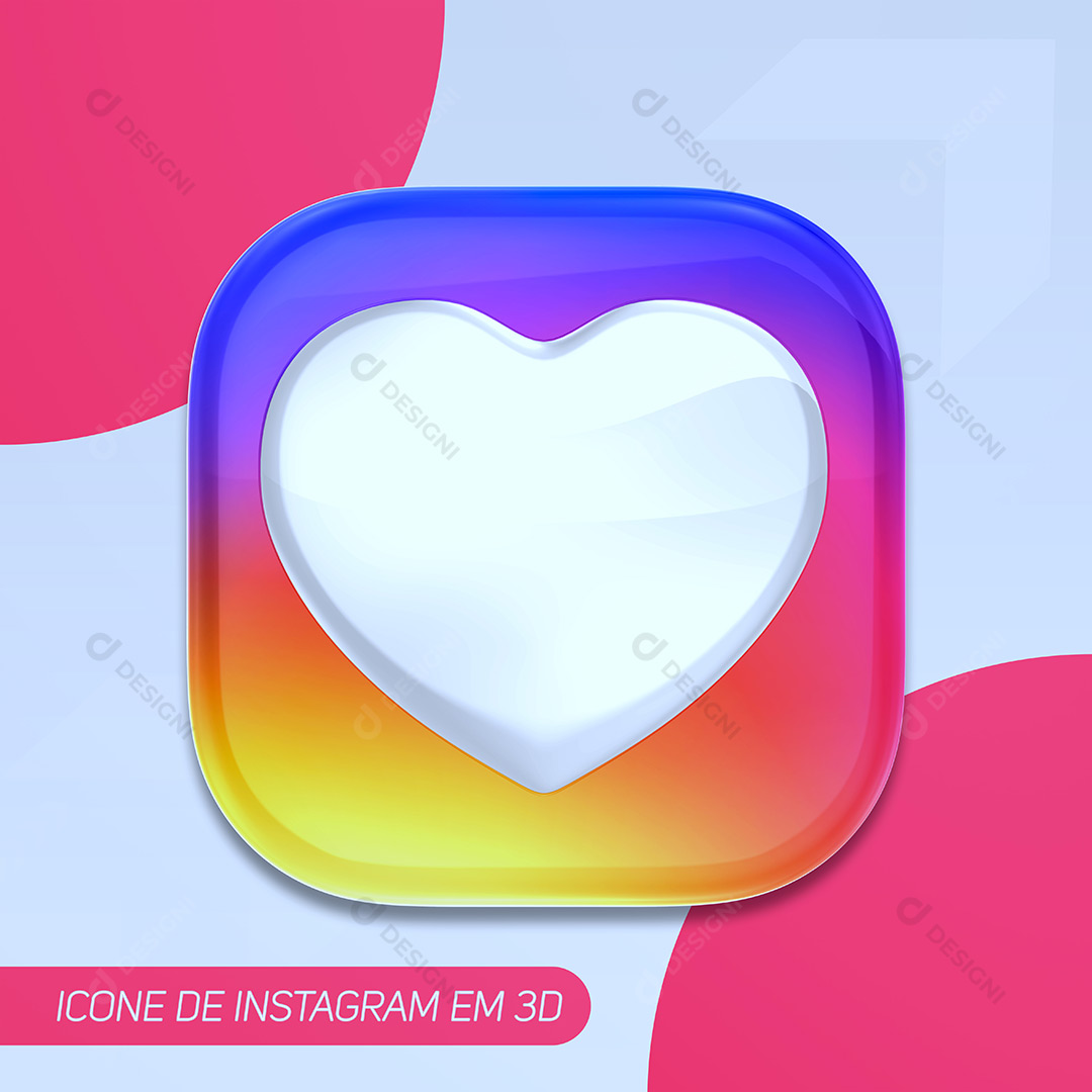 Ícone 3D Instagram Amei Gostei Redes Sociais PNG Transparente