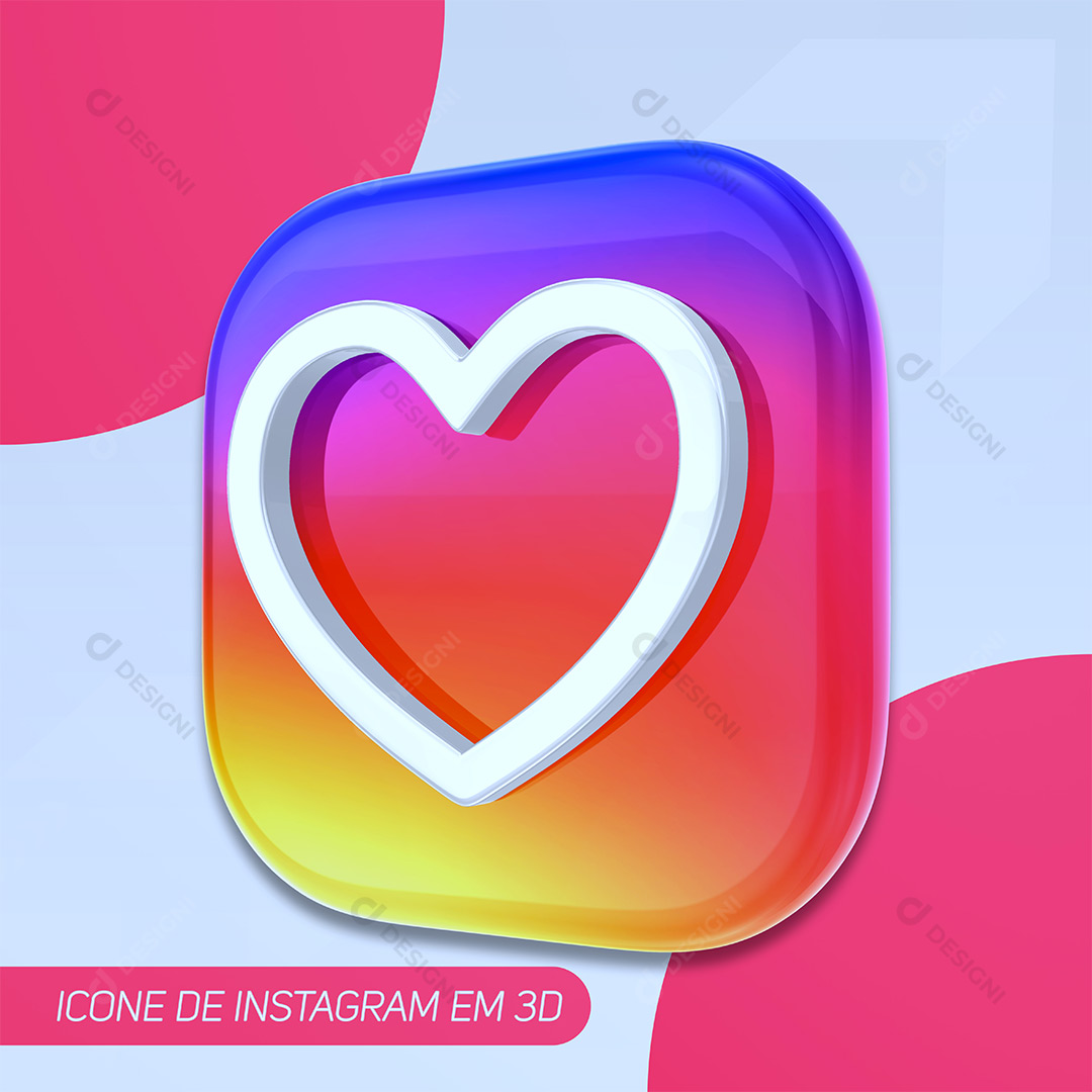 Ícone 3D Instagram Amei Gostei Redes Sociais PNG Transparente Sem Fundo