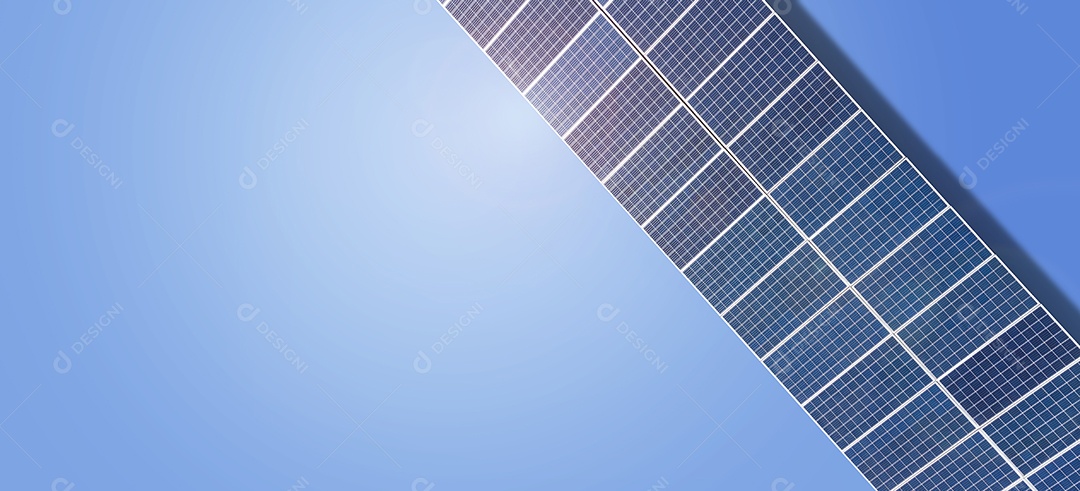 Painéis Solares Sobre Fundo Azul