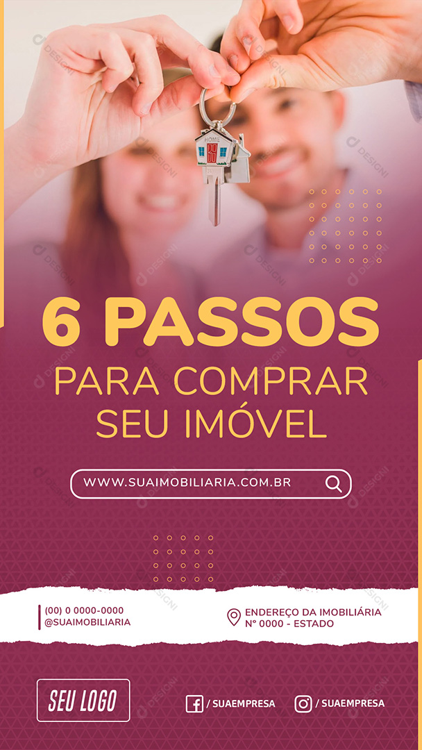 6 Passos Para Comprar Seu Imóvel Stories Social Media PSD Editável