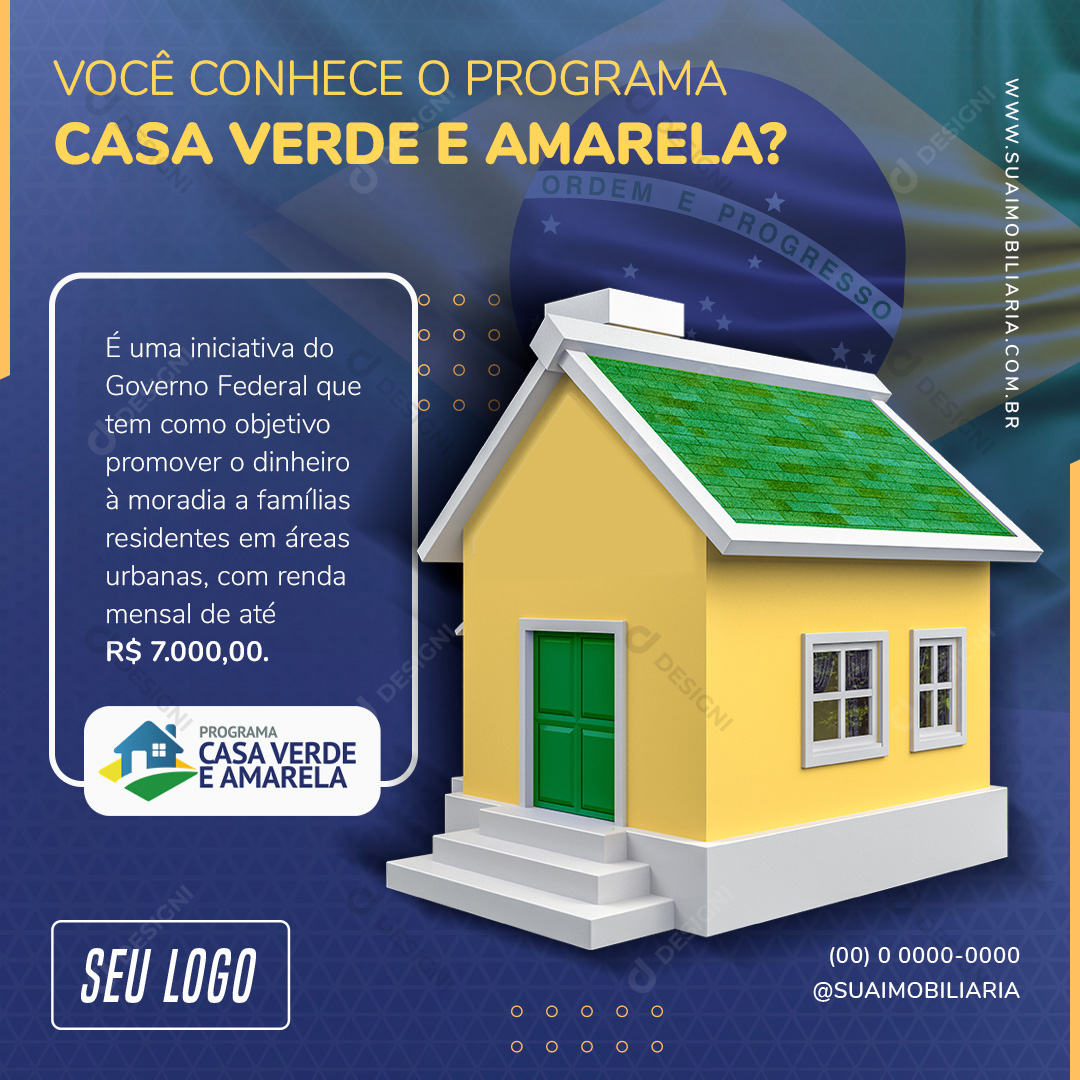 Programa Casa Verde e Amarela Social Media PSD Editável