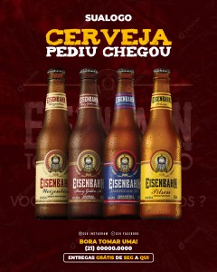 Distribuidora Cerveja Pediu Chegou Social Media PSD Editável