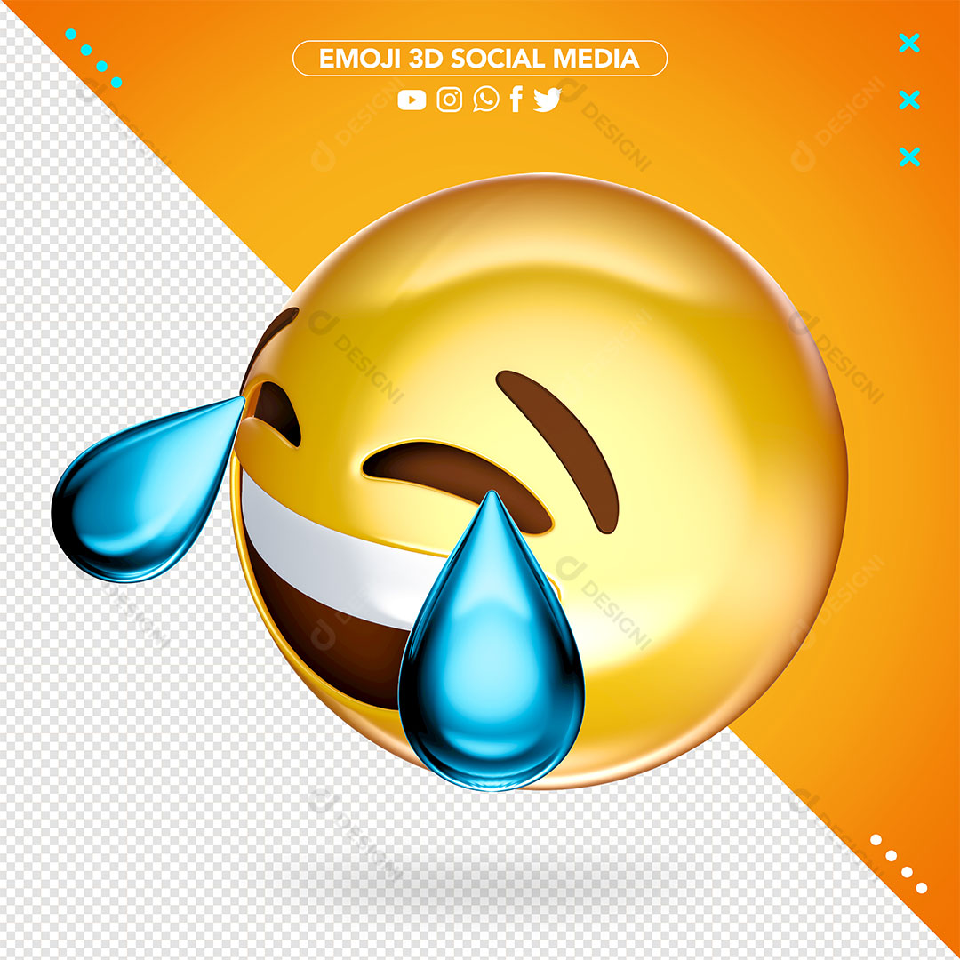 Emoji 3D Chorando de Rir Rede Social PSD
