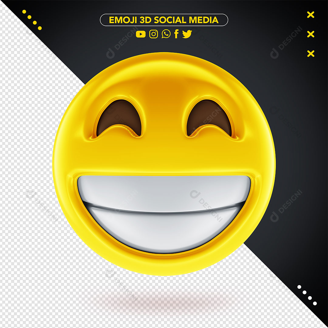 Emoji 3D Feliz Frontal Rede Social PSD