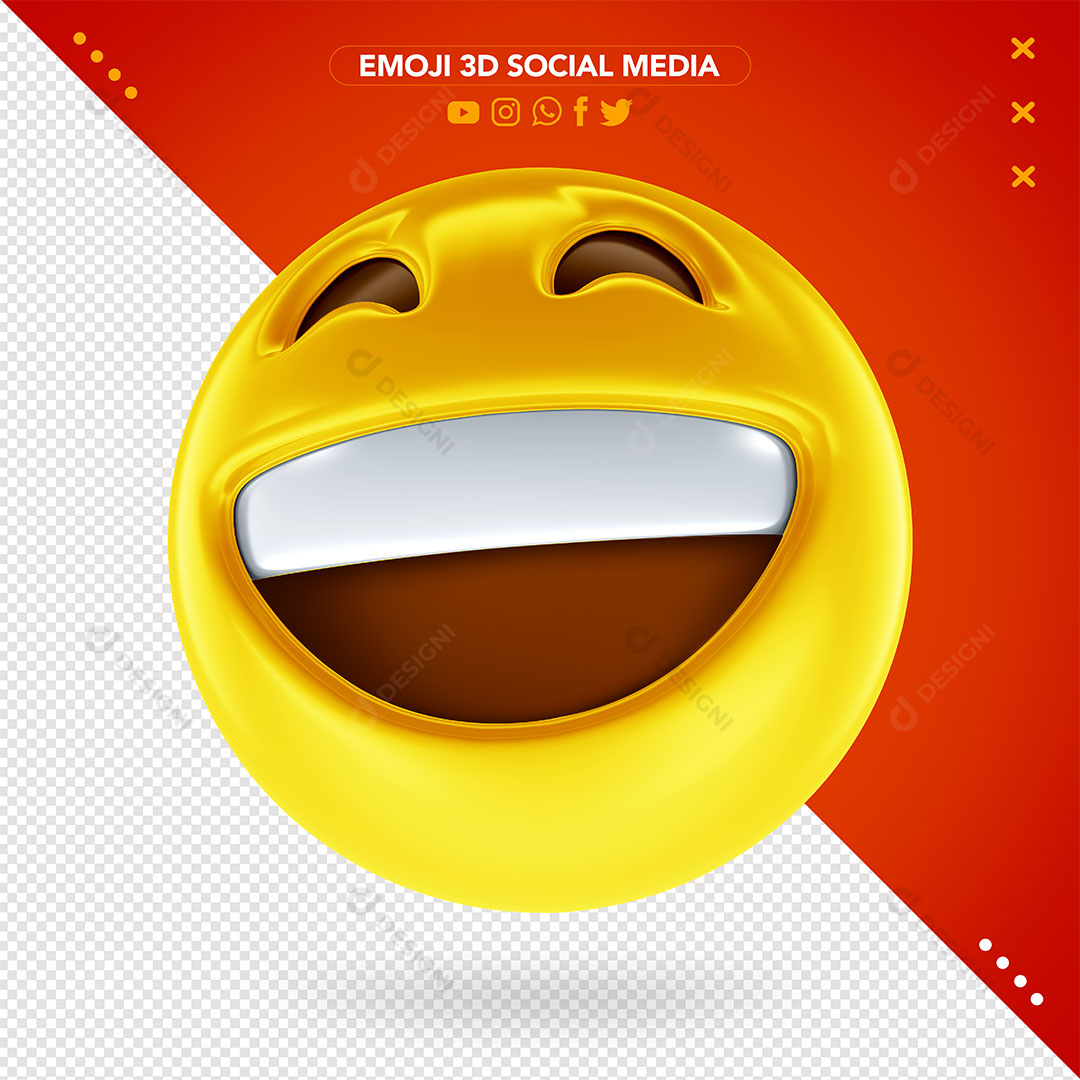 Emoji 3D Sorrindo Olhando Para Cima Rede Social PSD