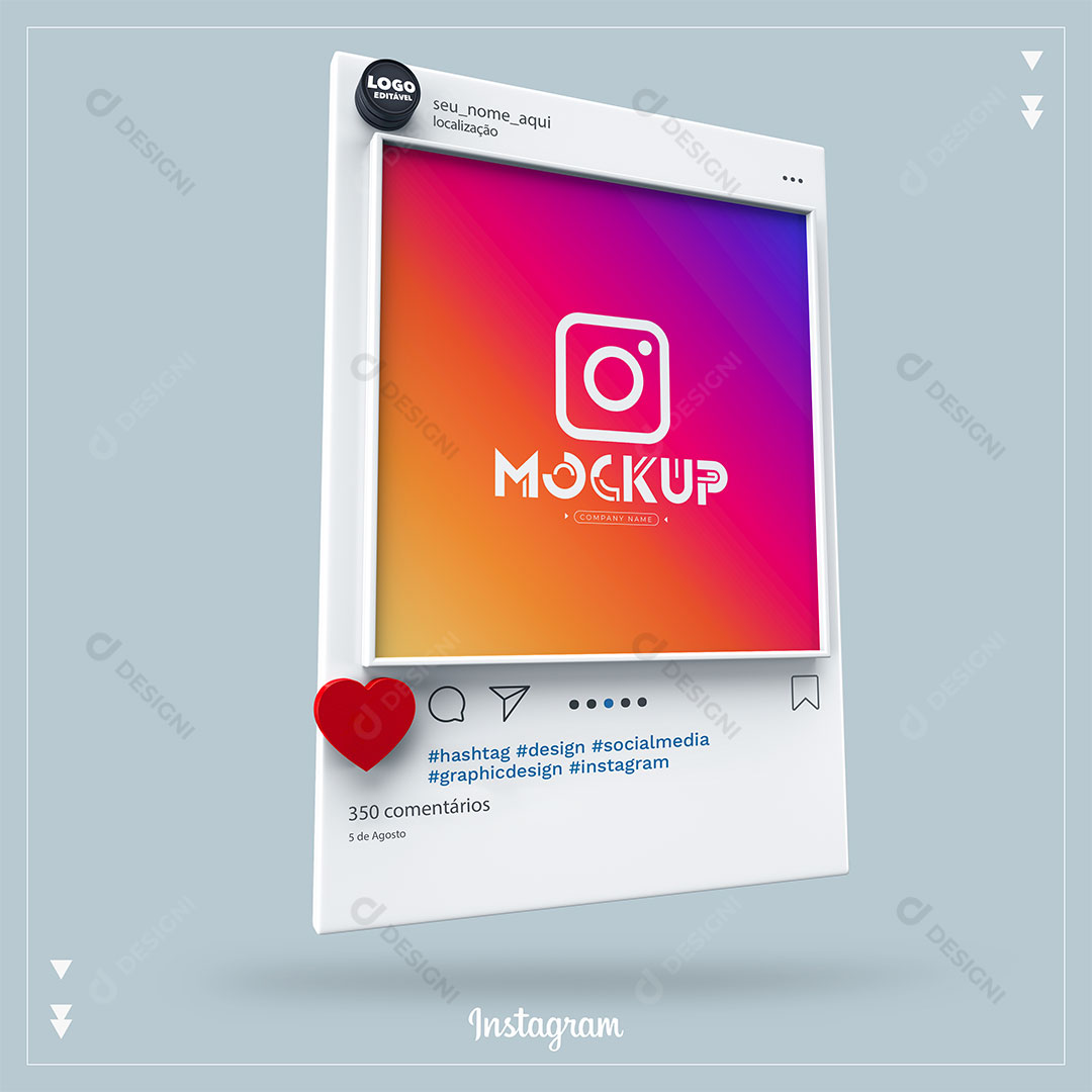 Mockup 3D Feed Instagram PSD Editável