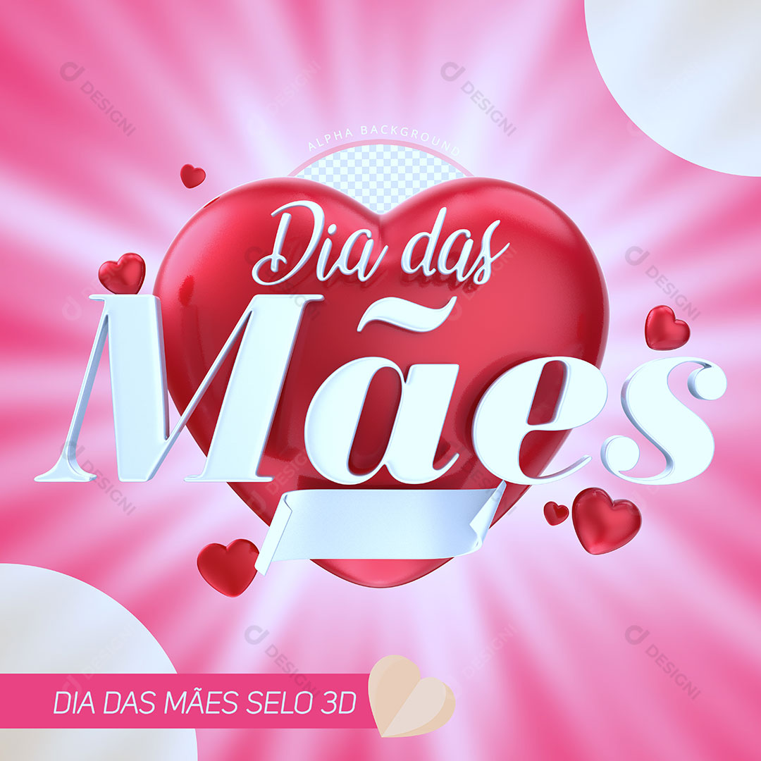 Dia das Mães Selo 3D Para Composição PSD