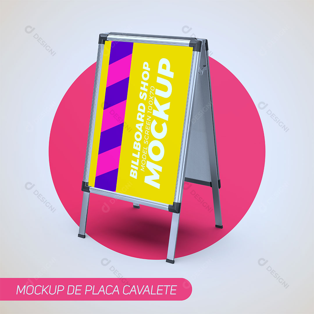 Mockup de Placa Cavalete 3D PSD Editável