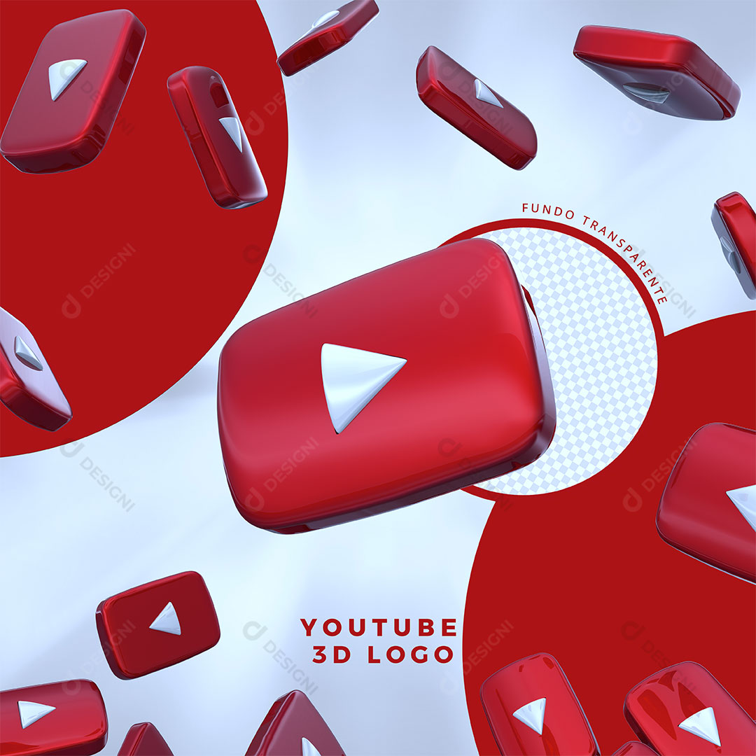 Logo 3D Youtube Elemento Para Composição PSD