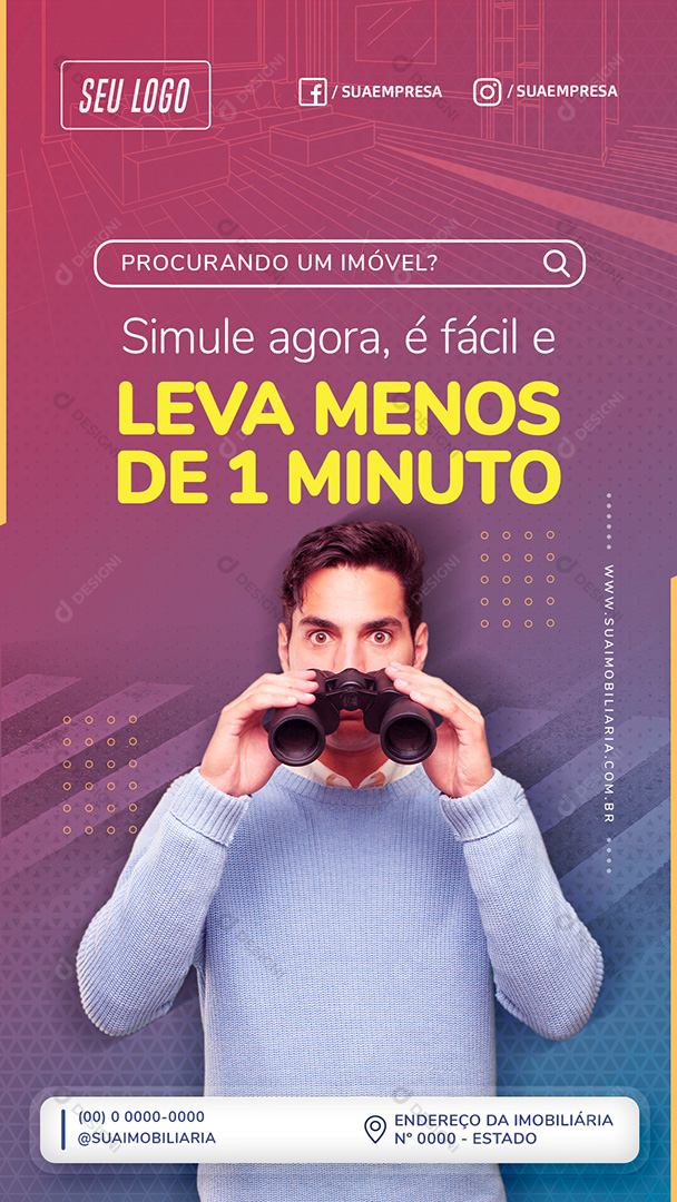 Simule a Compra do Imóvel Stories Social Media PSD Editável