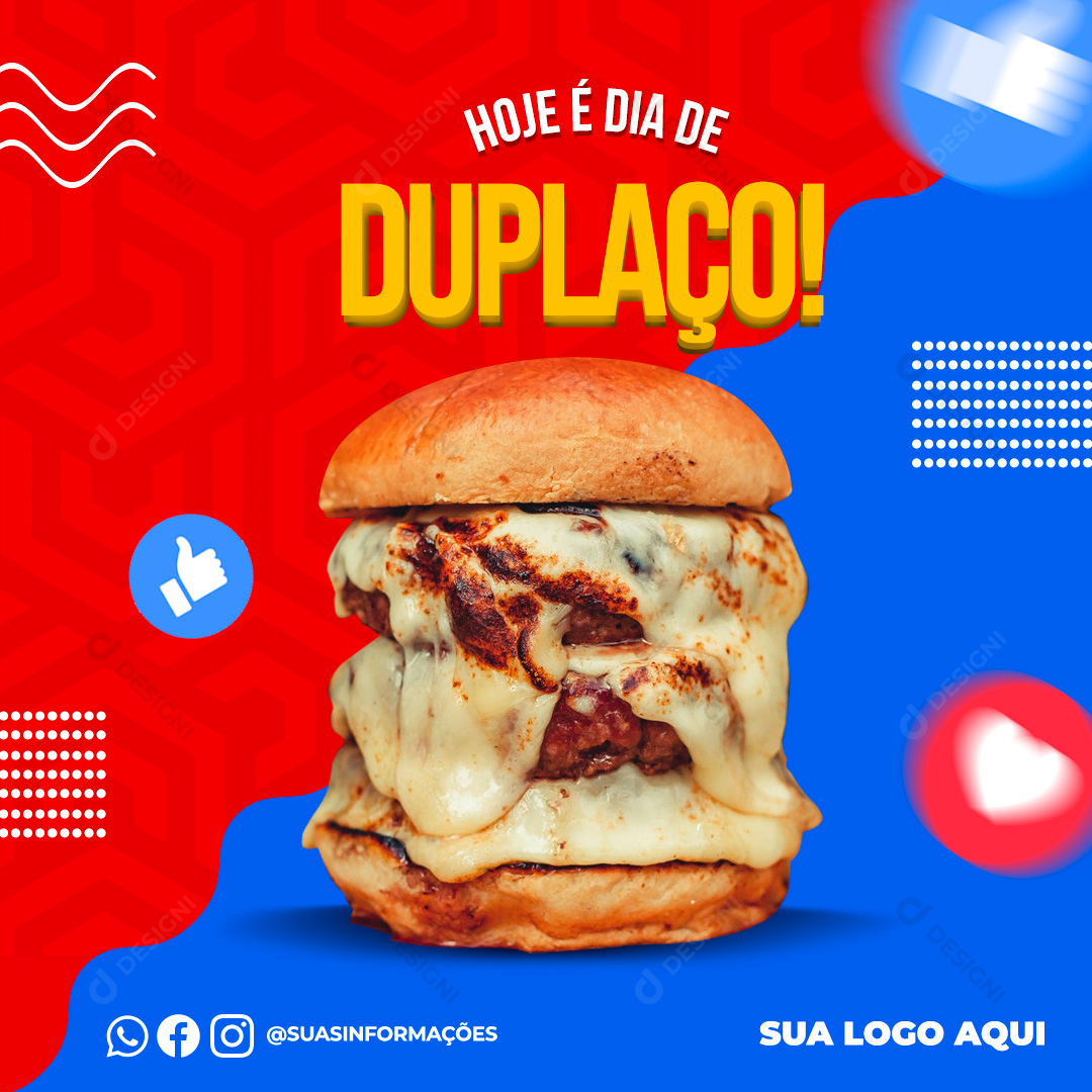 Hamburgueria Hoje é dia de Duplaço Social Media PSD Editável