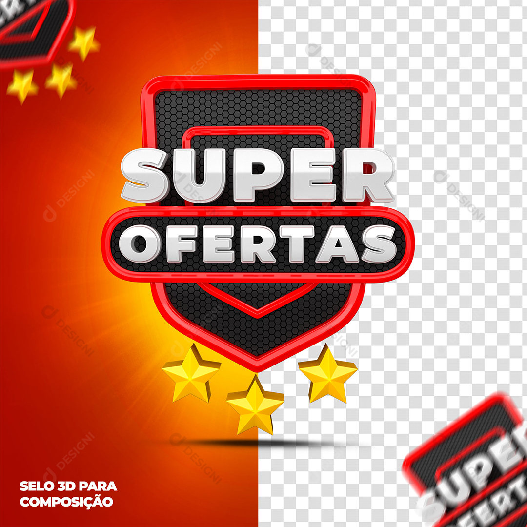 Super Ofertas Selo 3D Para Composição PNG Transparente