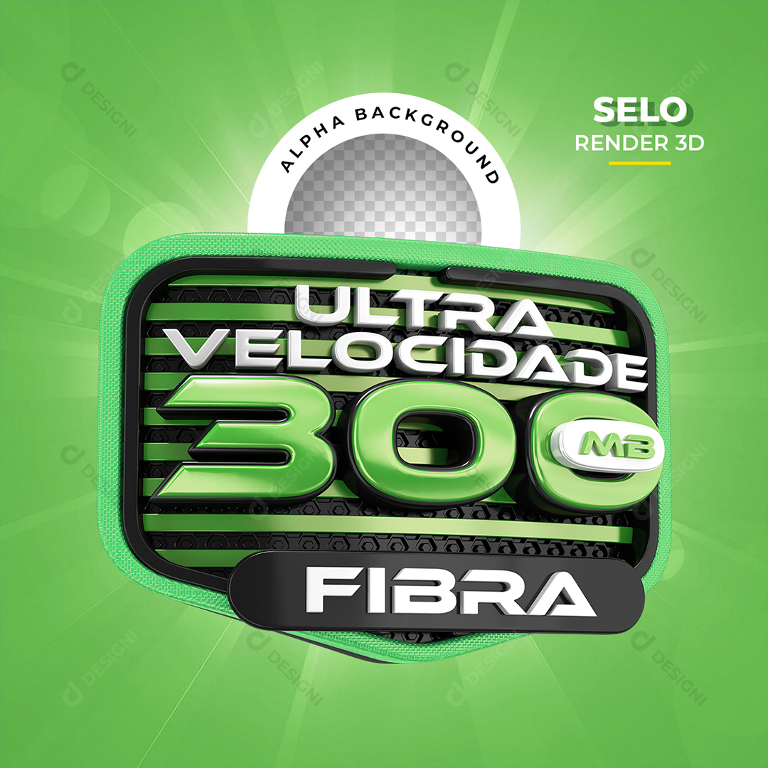 Ulta Velocidade 300Mb Fibra Selo 3D PNG Transparente