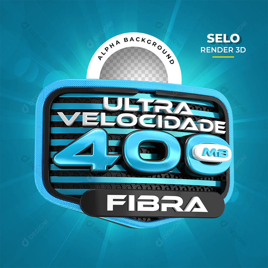 Ulta Velocidade 400Mb Fibra Selo 3D PNG Transparente