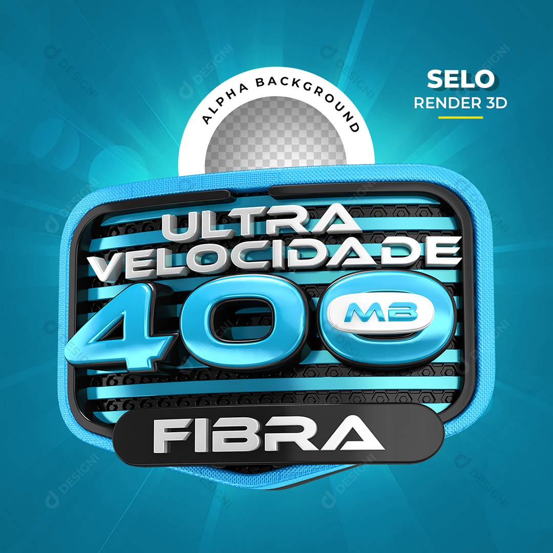 Ulta Velocidade 400Mb Fibra Selo 3D PNG Transparente