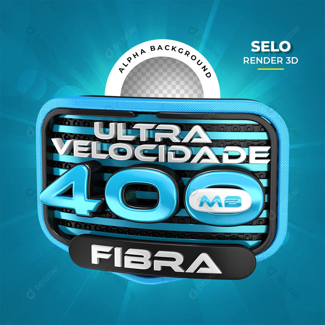 Ulta Velocidade 400Mb Fibra Selo 3D PNG Transparente