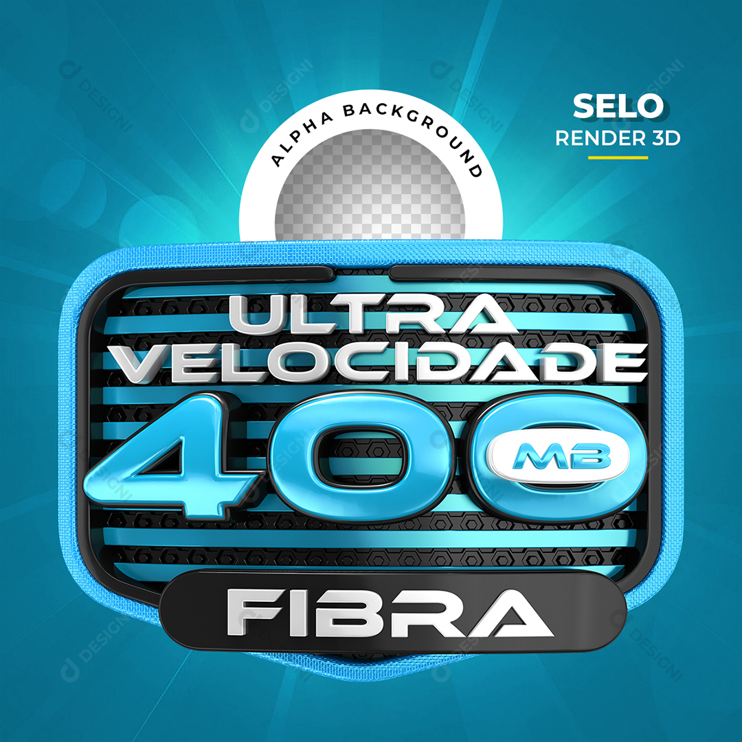 Ulta Velocidade 400Mb Fibra Selo 3D PNG Transparente