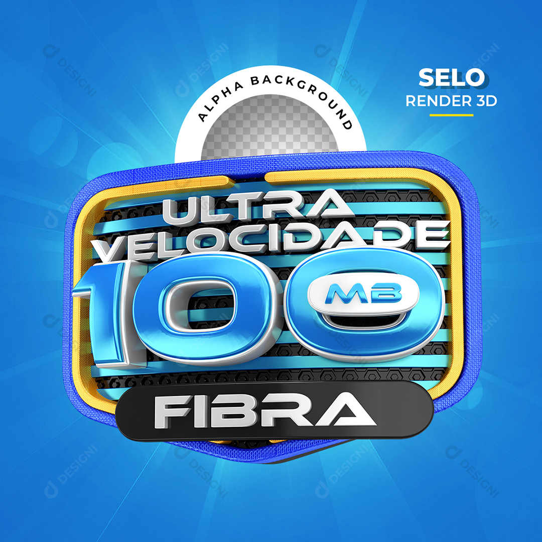 Ulta Velocidade 100Mb Fibra Selo 3D PNG Transparente