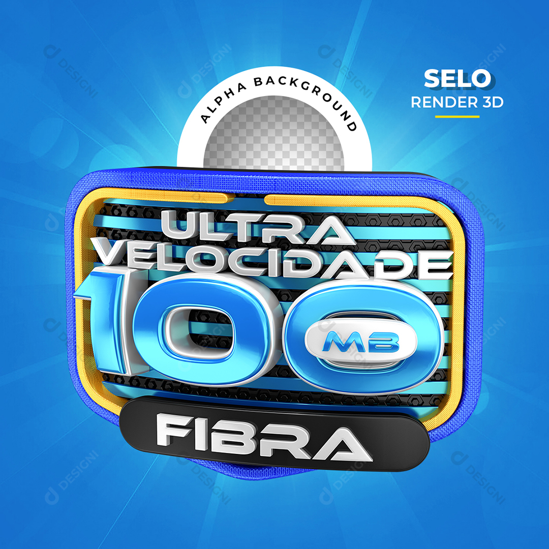 Ulta Velocidade 100Mb Fibra Selo 3D PNG Transparente