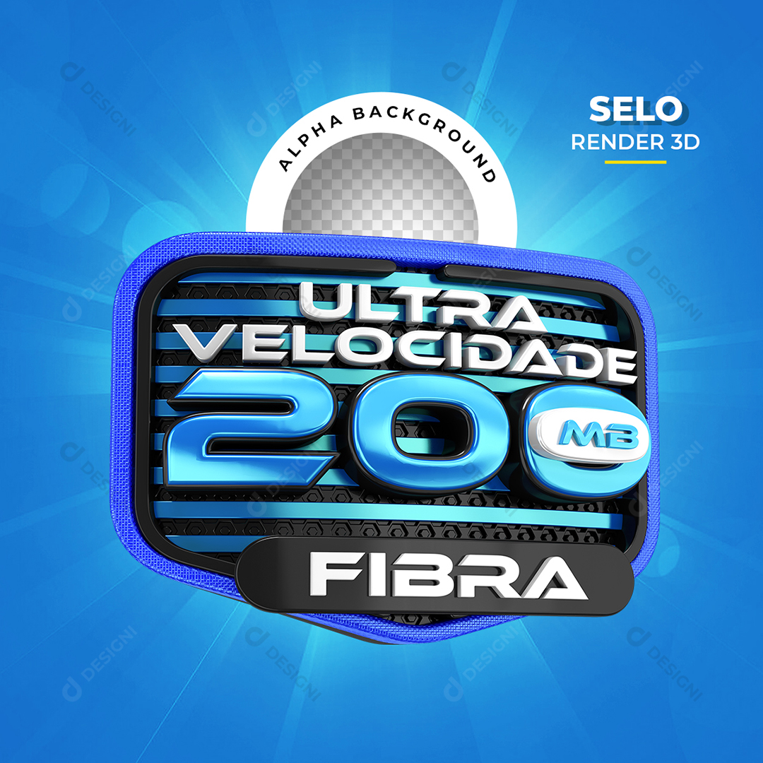 Ulta Velocidade 200Mb Fibra Selo 3D PNG Transparente