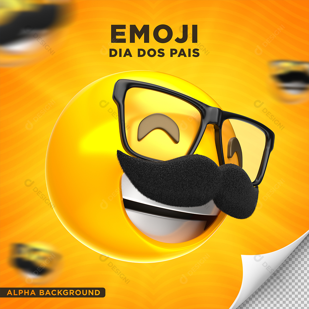 Emoji Dia dos Pais Elemento 3D Para Composição PNG Transparente