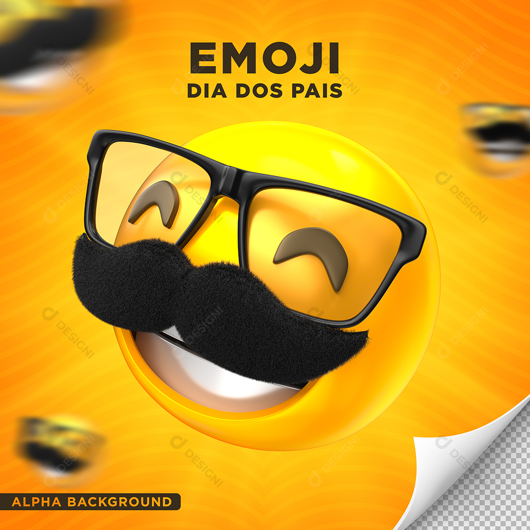 Emoji Dia dos Pais Elemento 3D Para Composição PNG Transparente