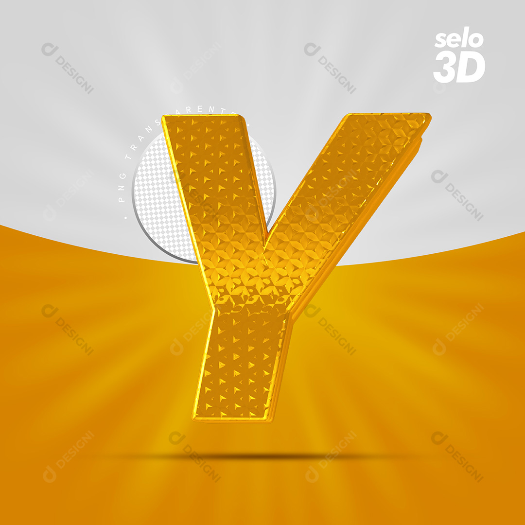 Letra Y Alfabeto Dourado Com Borda Elementos 3D PSD