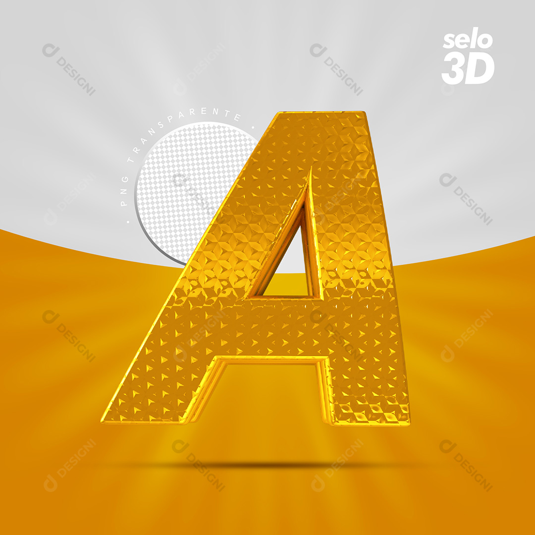 Letra A Alfabeto Dourado Com Borda Elementos 3D PSD