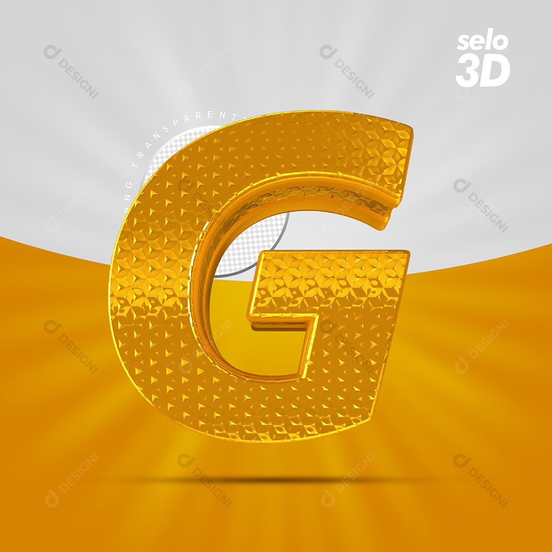 Letter G Golden Alphabet With Border 3D Elements PSD