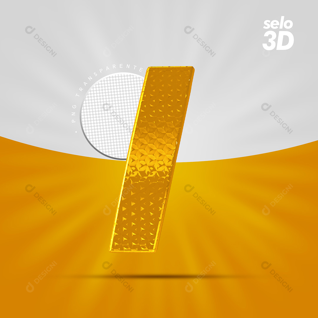 Letra I Alfabeto Dourado Com Borda Elementos 3D PSD