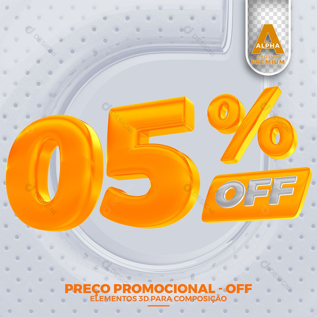05% Off  Preço Promocional Elemento 3D Para Composição PSD Editável