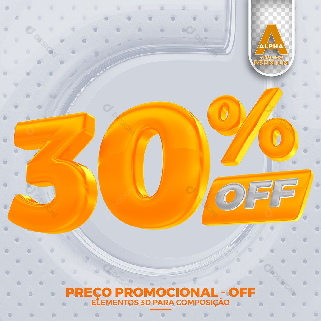 30% Off  Preço Promocional Elemento 3D Para Composição PSD Editável