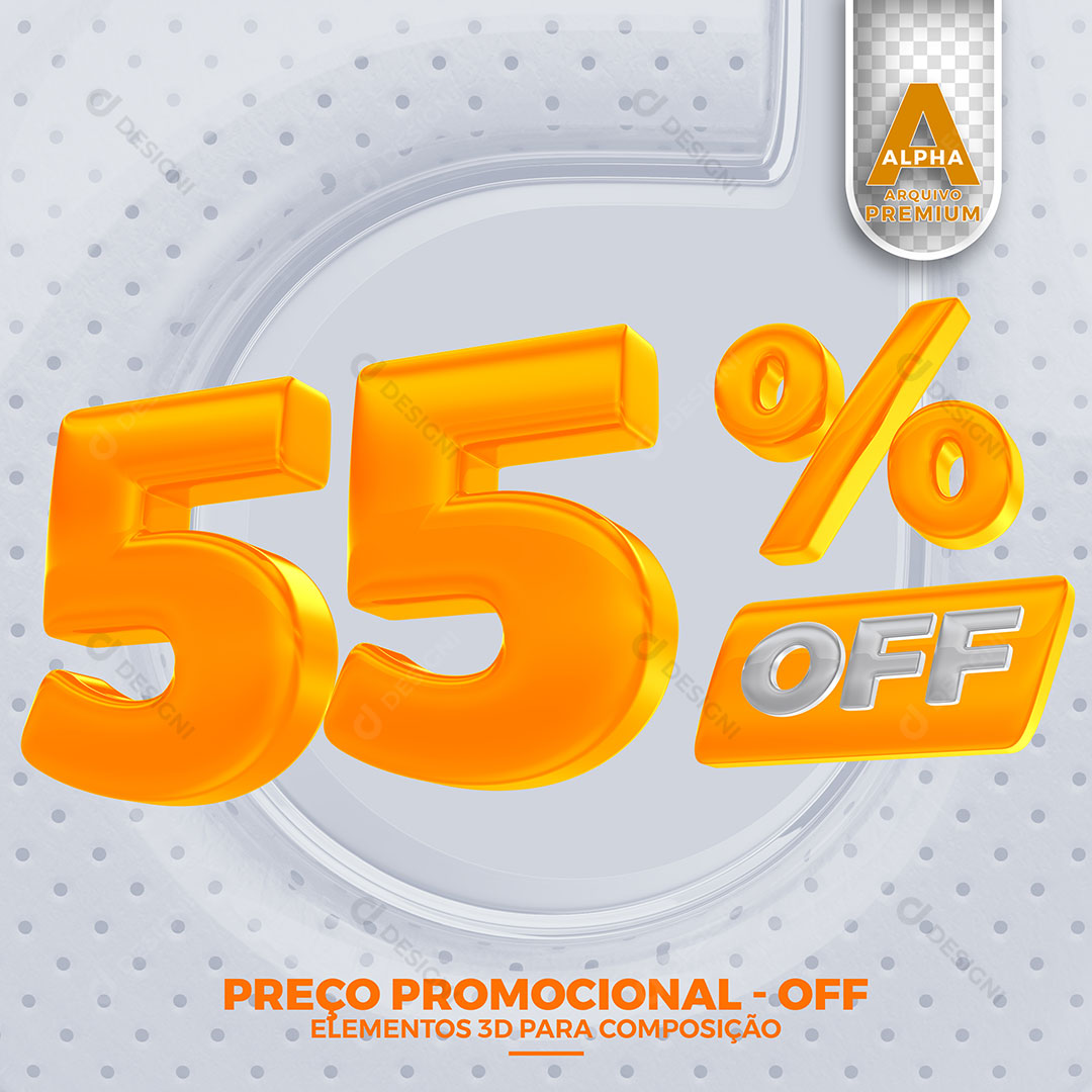 55% Off  Preço Promocional Elemento 3D Para Composição PSD Editável