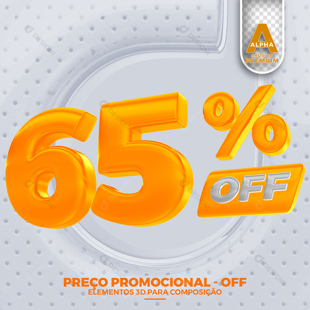 65% Off  Preço Promocional Elemento 3D Para Composição PSD Editável