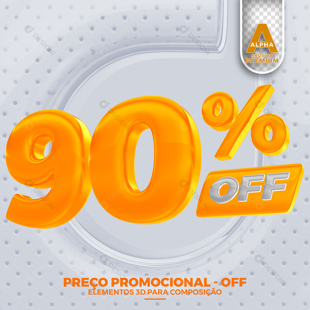90% Off  Preço Promocional Elemento 3D Para Composição PSD Editável