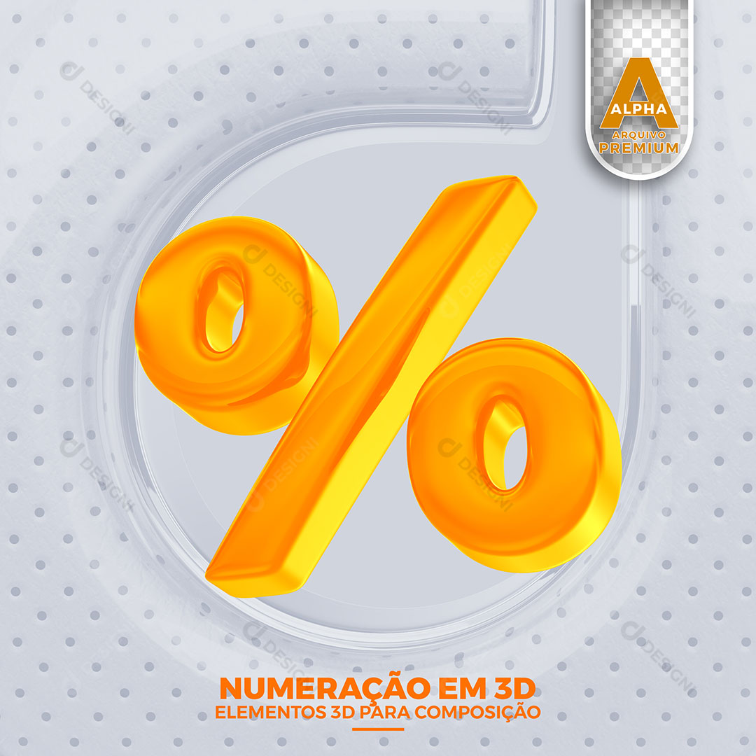 % Porcentagem Numeração 3D Para Composição PSD Editável