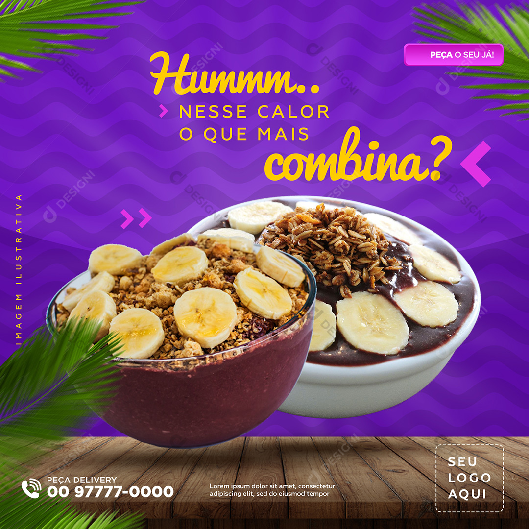 Açai Açaiteria Social Media PSD Editável Sorveteria