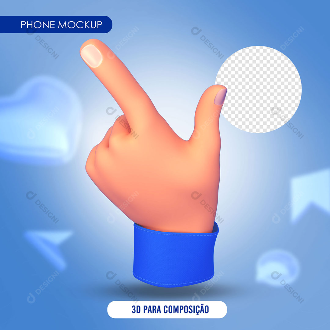 Mão Apontando o Dedo Emoji 3D Para Composição