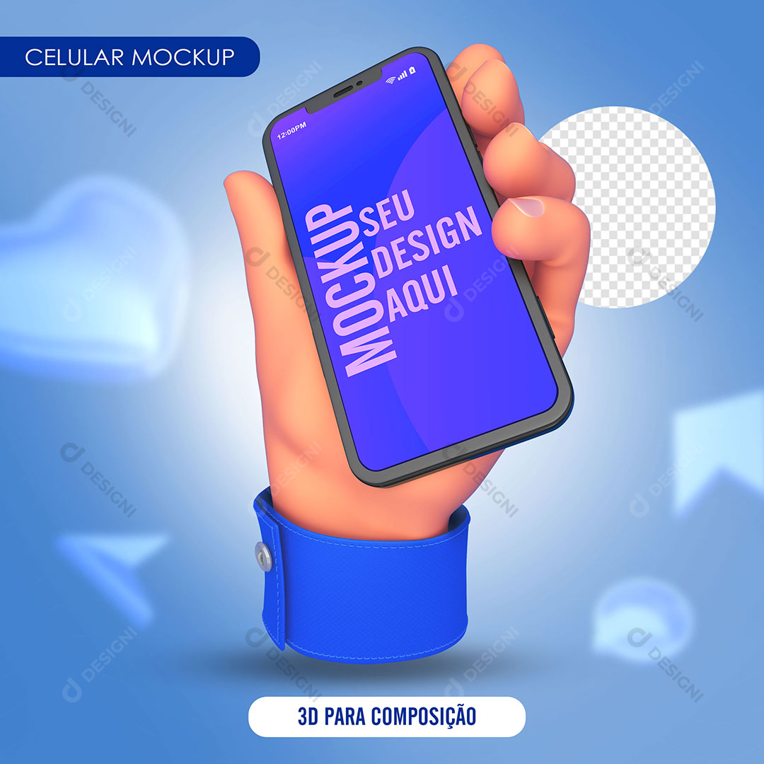 Mão Segurando Celular Mockup Para Composição