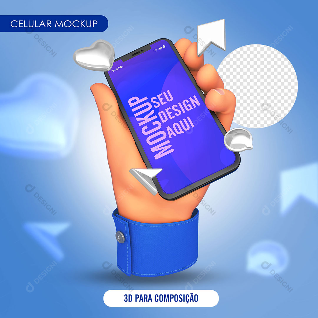 Mão Segurando Celular Mockup Para Composição