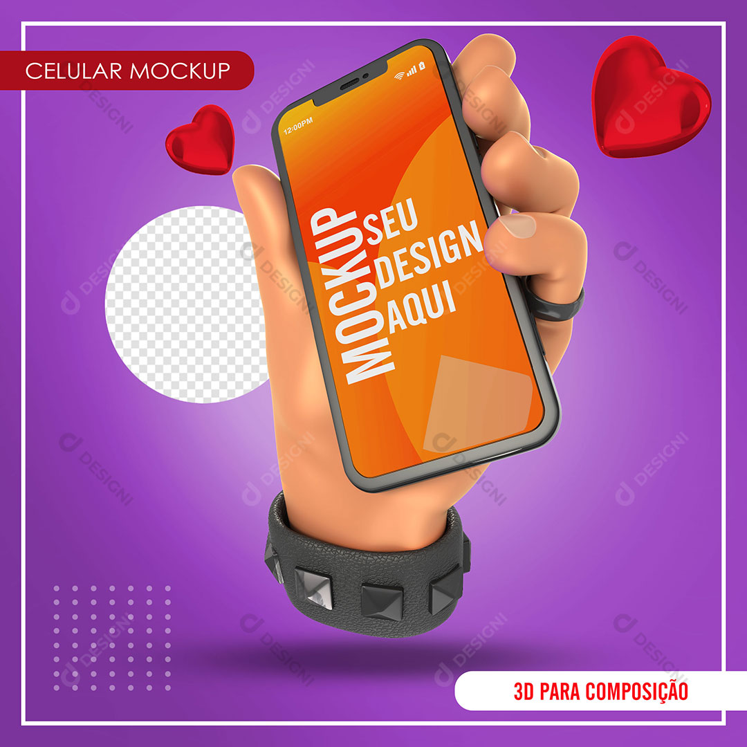 Hand Holding Mobile Phone Mockup For Composition