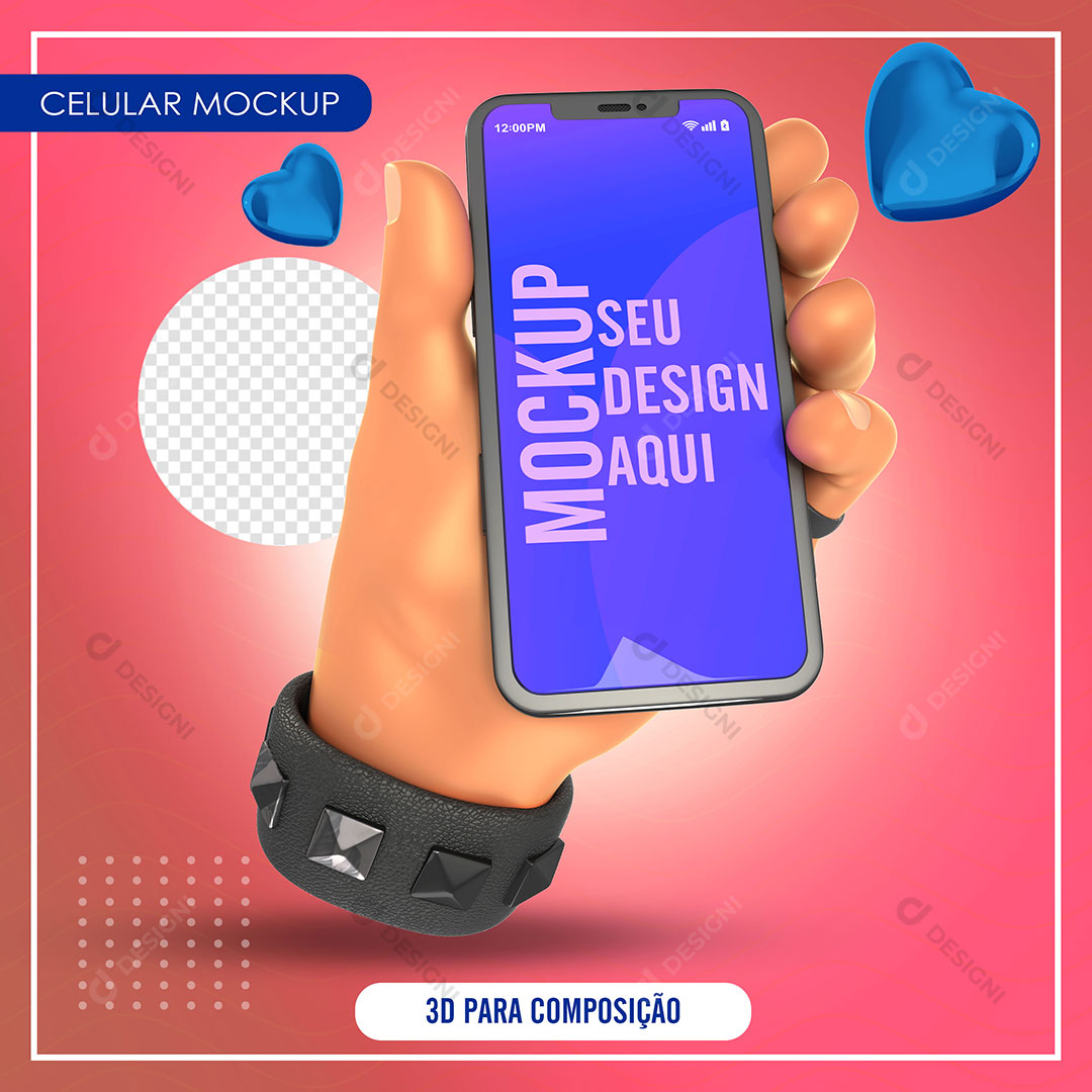 Mão Segurando Celular Mockup Para Composição