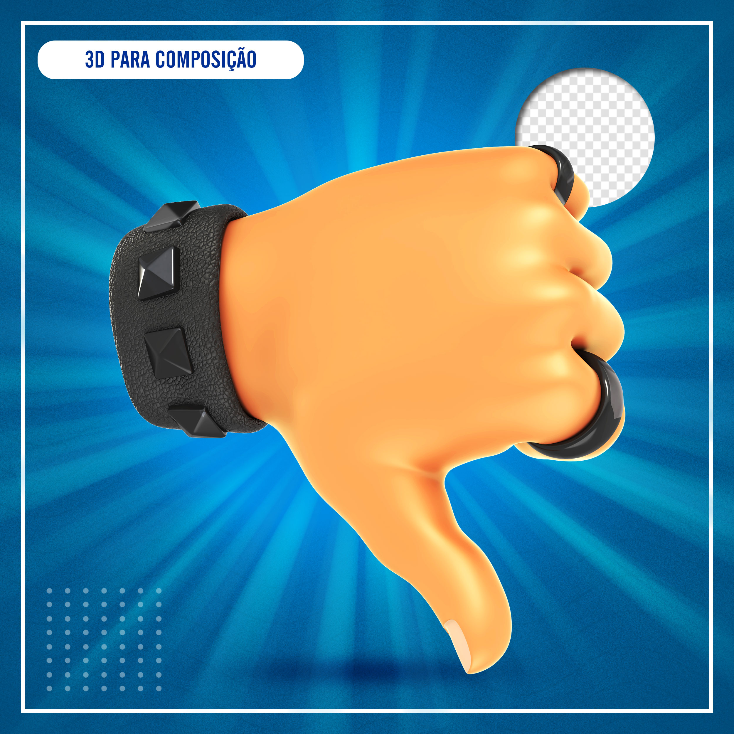 Emoji Mão Fazendo Sinal de Negativo 3D PSD Para Composição