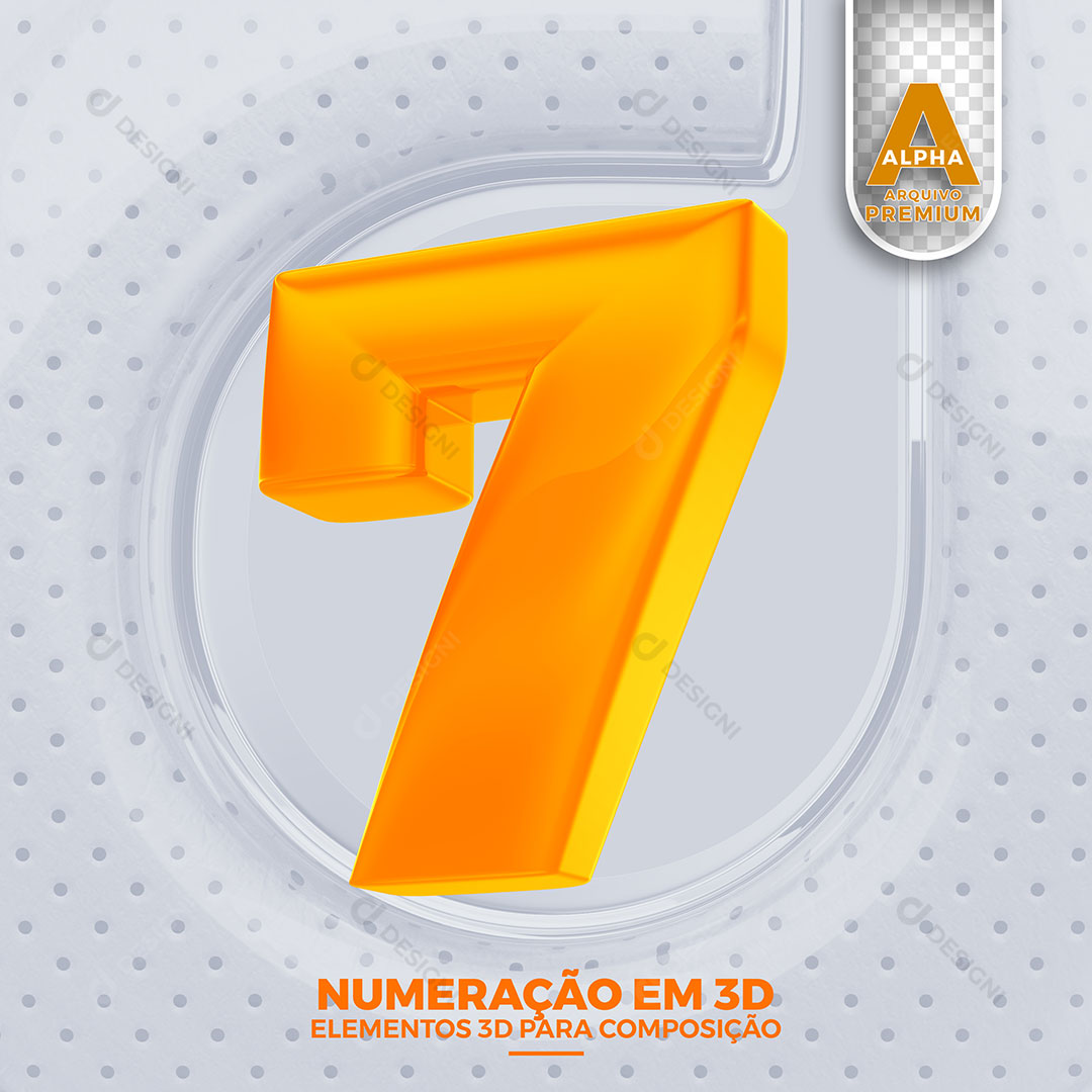Número 7 Em 3D Para Composição PSD Editável