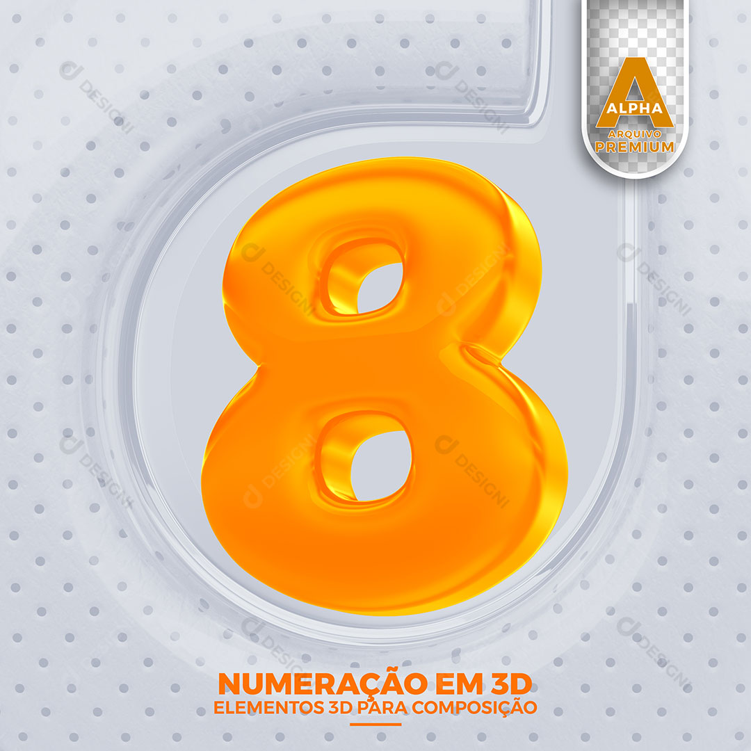 Número 8 Em 3D Para Composição PSD Editável