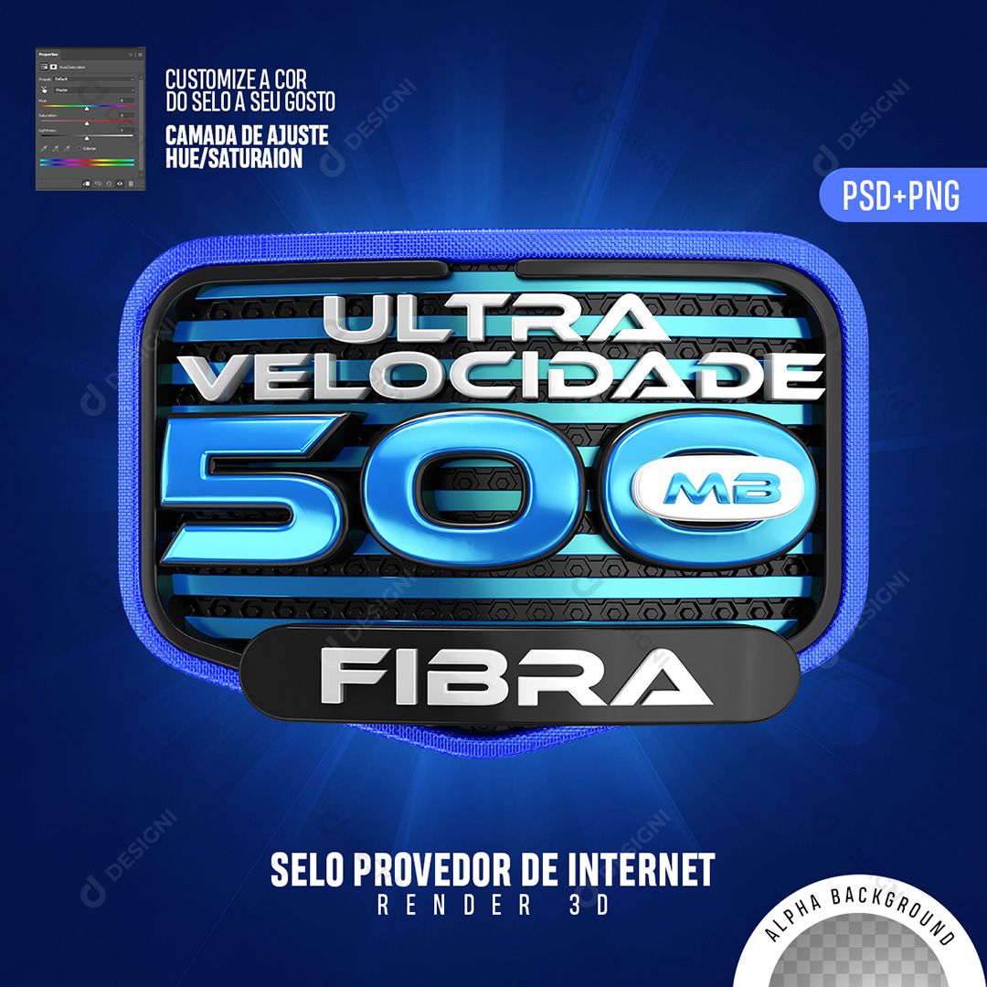 Selo 3D Internet MB Ultra Velocidade PSD + PNG Transparente Sem Fundo