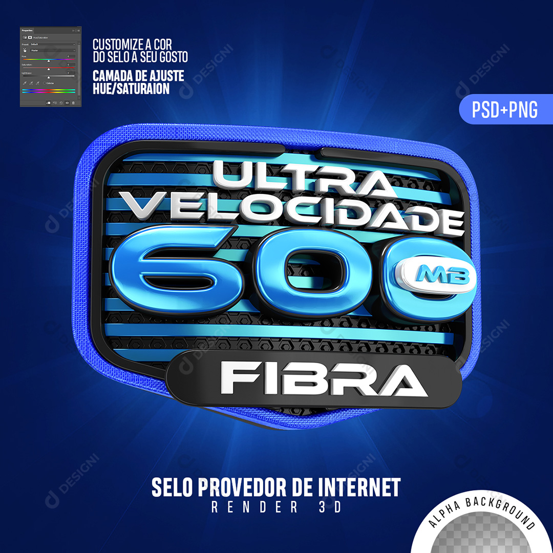 Selo 3D Internet 600 MB Ultra Velocidade PSD + PNG Transparente Sem Fundo